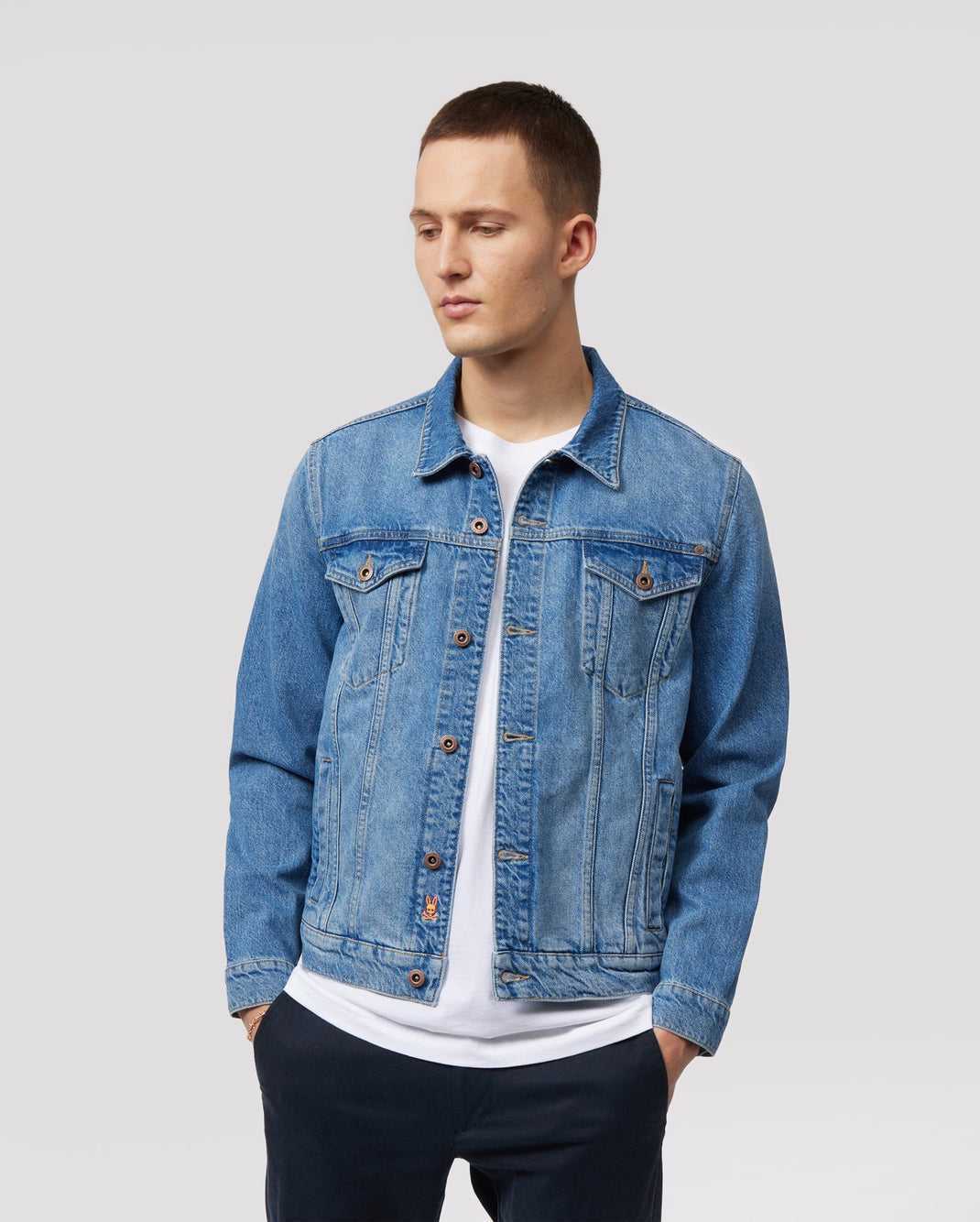 Vestes Psycho Bunny Pathe Denim Jacket Bleu Homme | PTI-28099209